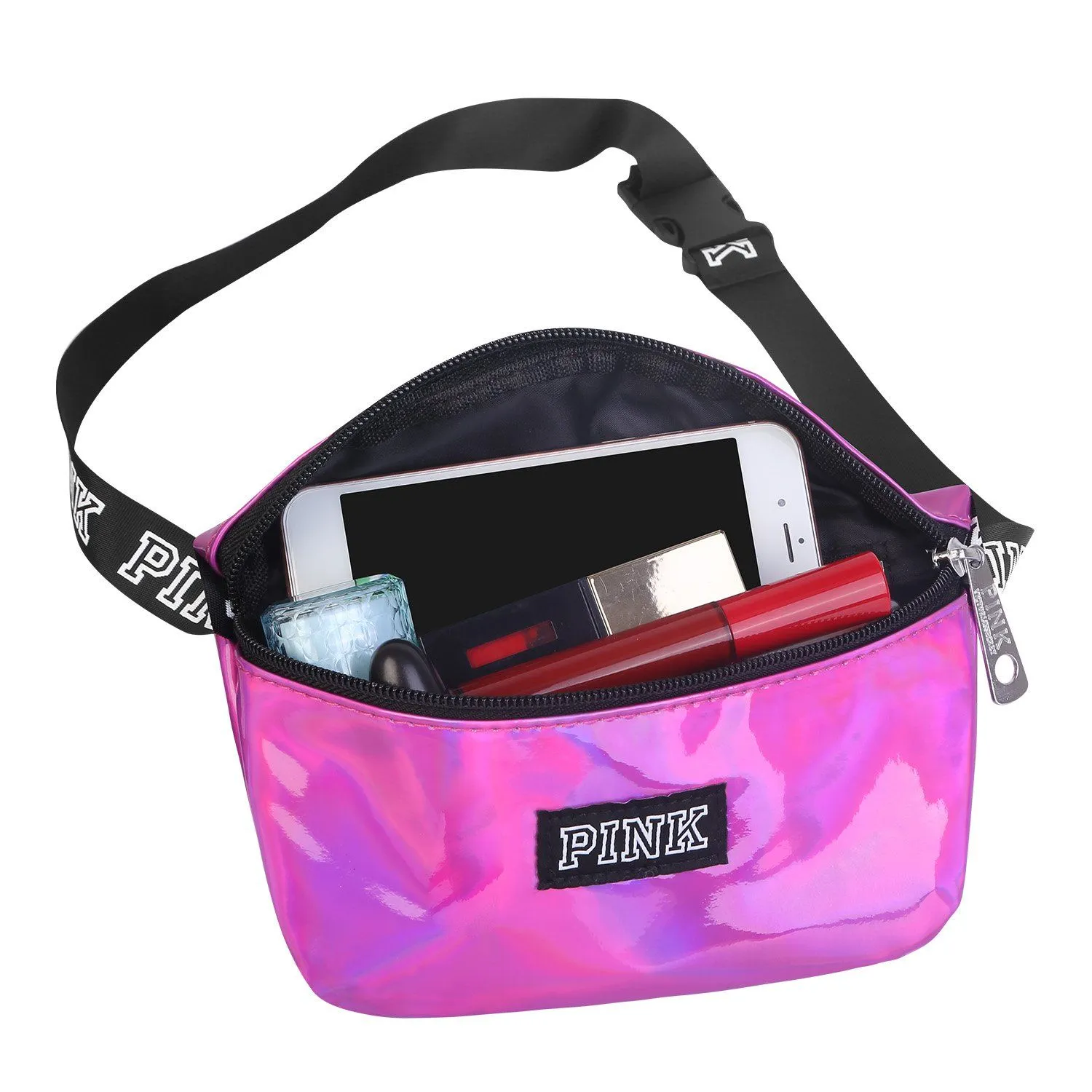 Women Shiny Leather Waist Pack Bag