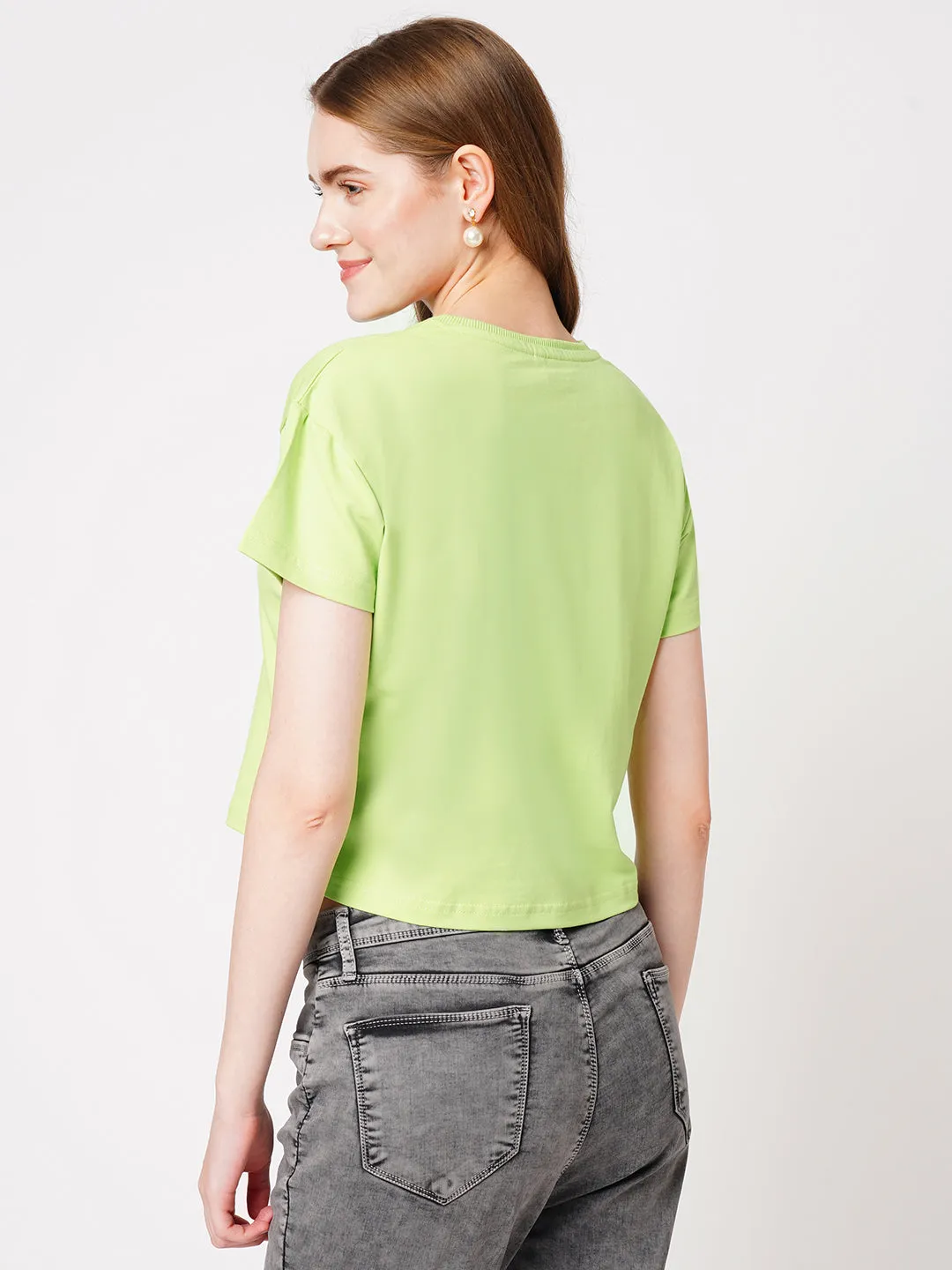 Women Slim Fit Leafy Printed Athleisure Top