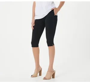 Women with Control Petite Pull-On Pedal Pushers with Pockets, Black, Petite XS
