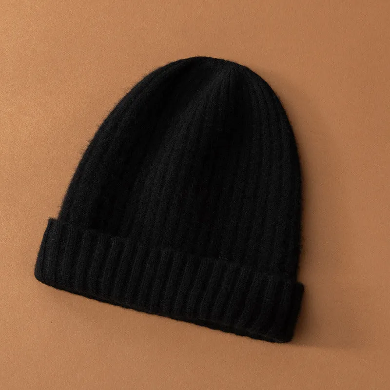 Women's 100% Cashmere Thickened Cashmere Hat Fashionable  Knitted Hat