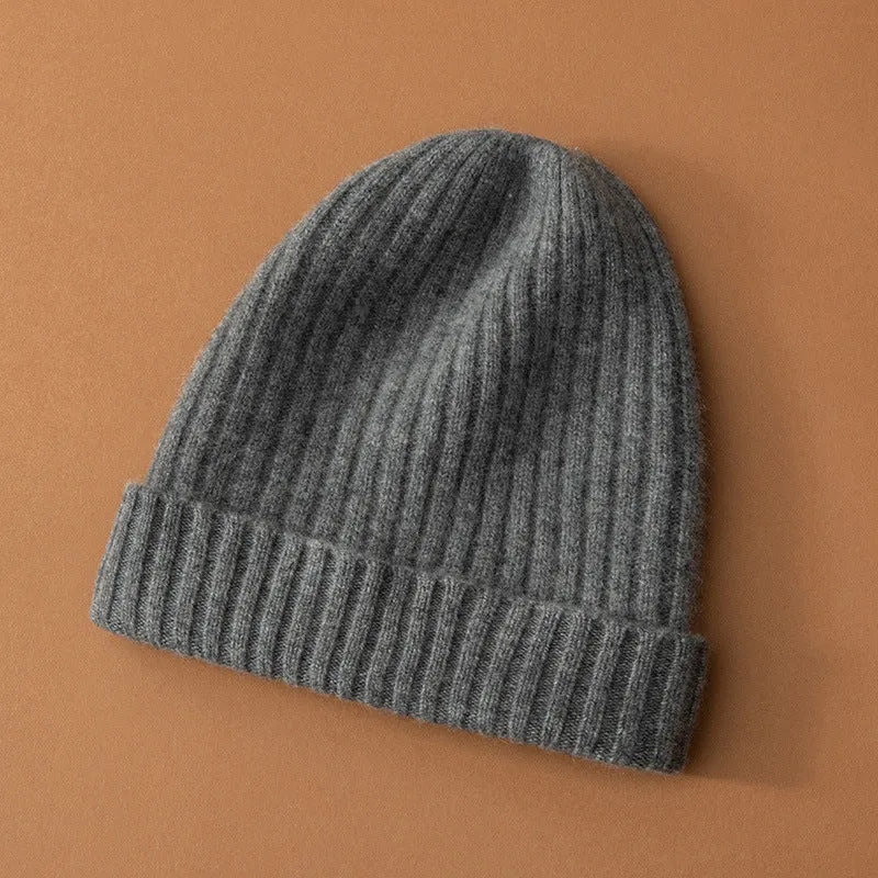 Women's 100% Cashmere Thickened Cashmere Hat Fashionable  Knitted Hat
