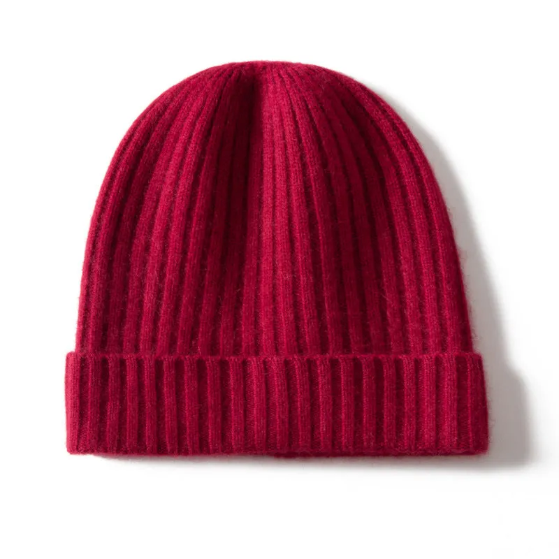 Women's 100% Cashmere Thickened Cashmere Hat Fashionable  Knitted Hat