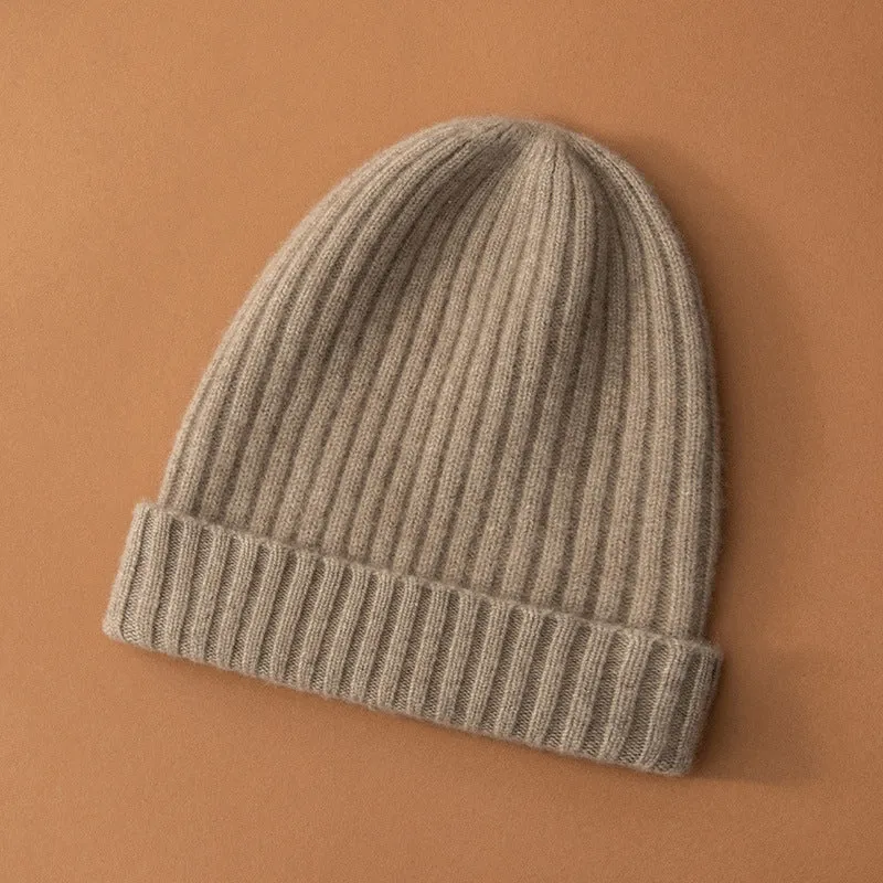 Women's 100% Cashmere Thickened Cashmere Hat Fashionable  Knitted Hat