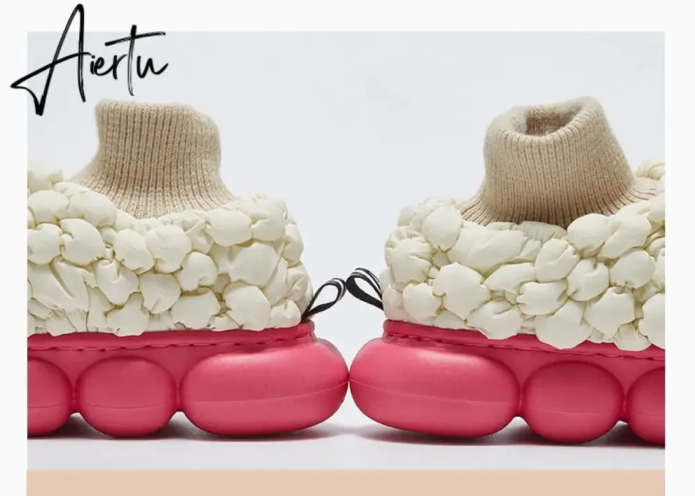 Women's Ankle Boots Winter Cotton Shoes for Female Durable Non-slip Soft Bottom Outside Large Size Chunky Woman Snow Boots