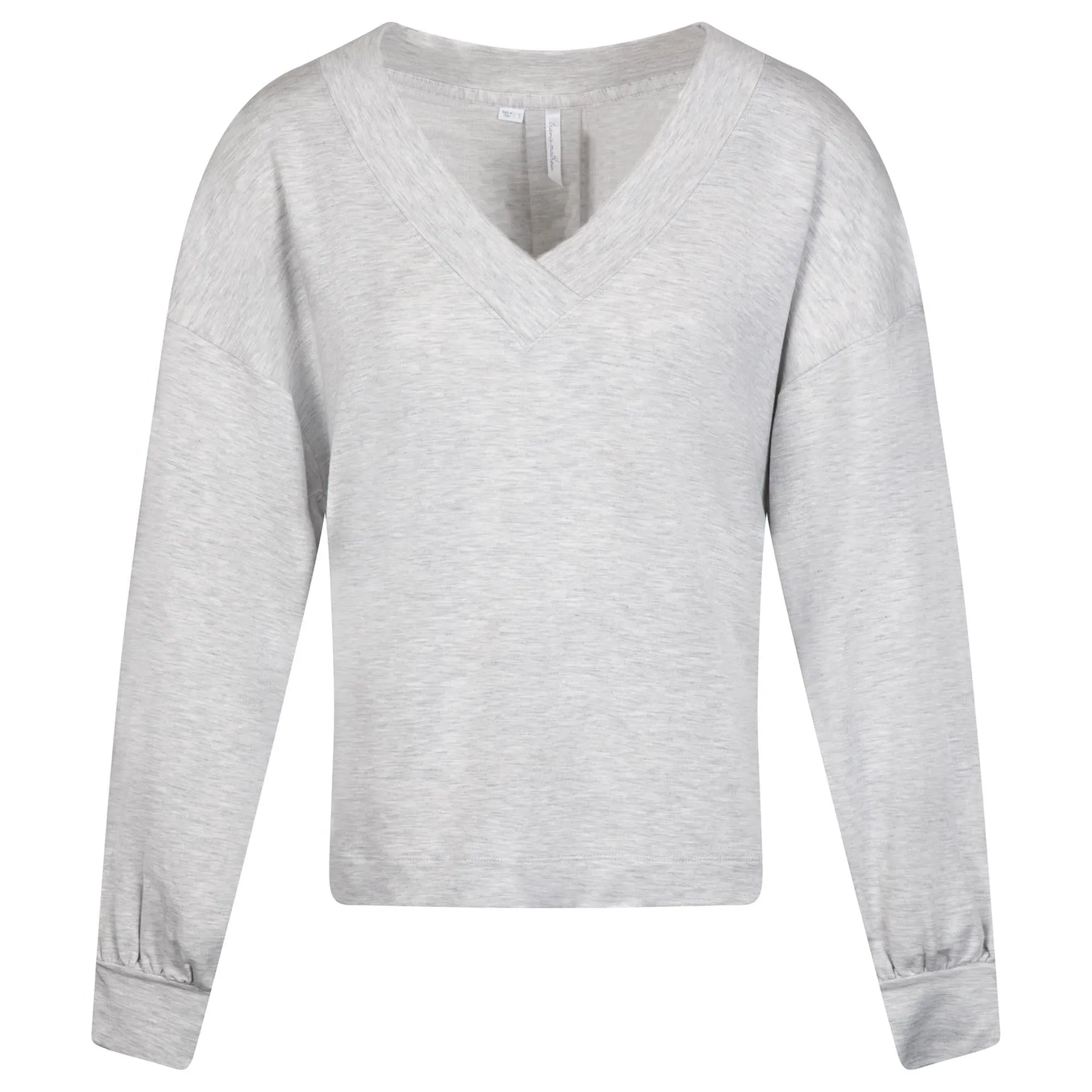 Womens Cloud Terry V-Neck Knit Heather Light Grey - AW24