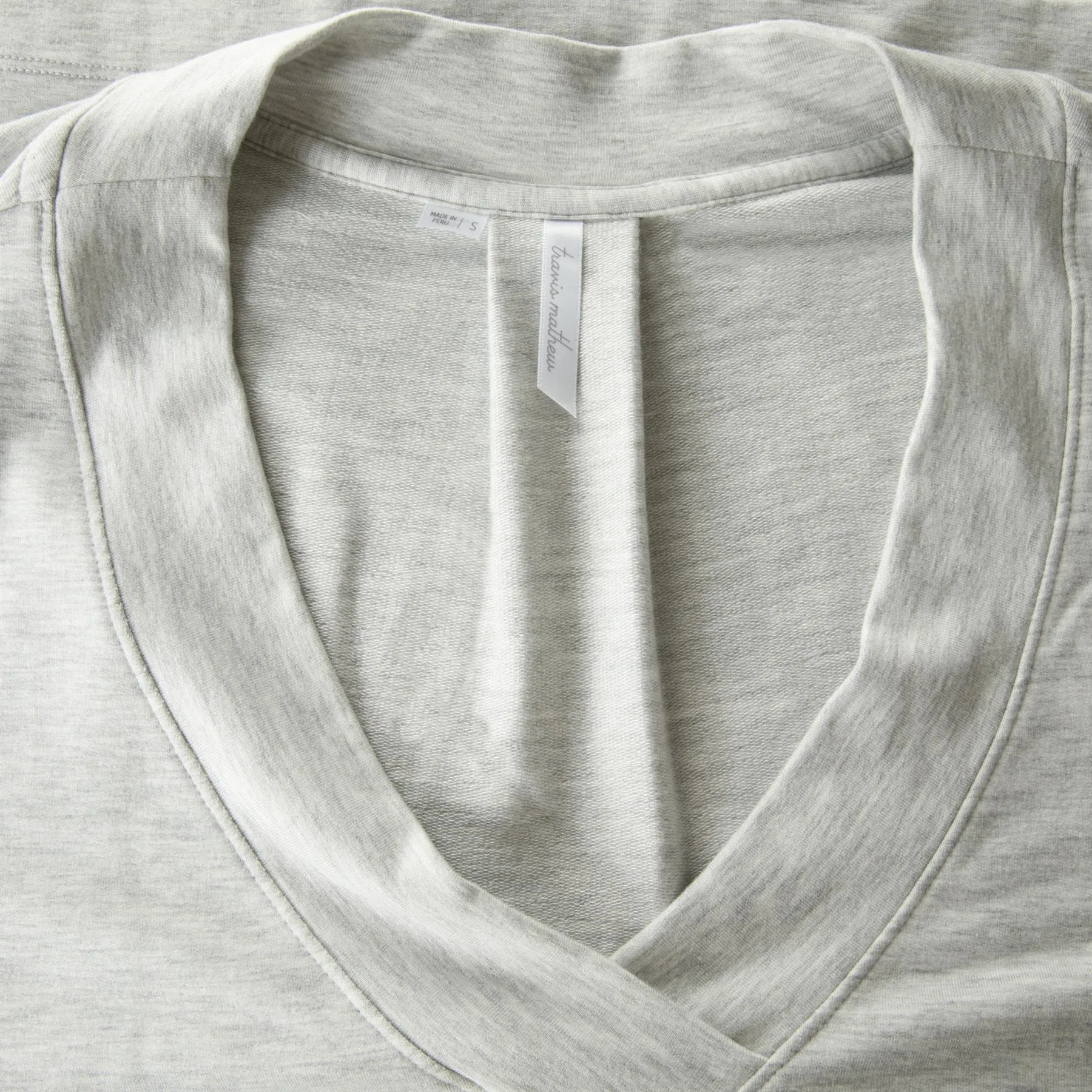 Womens Cloud Terry V-Neck Knit Heather Light Grey - AW24