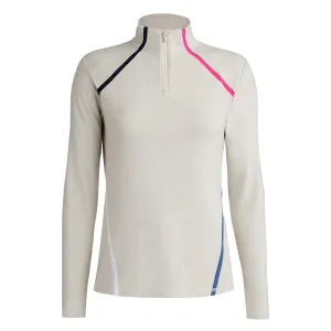 Womens Colour Block Luxe Staple Quarter Zip Pullover Stone Heather - AW23