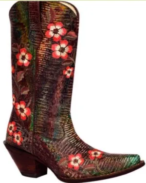 Women's Embroidered Floral Leather Durango Cowboy Boots