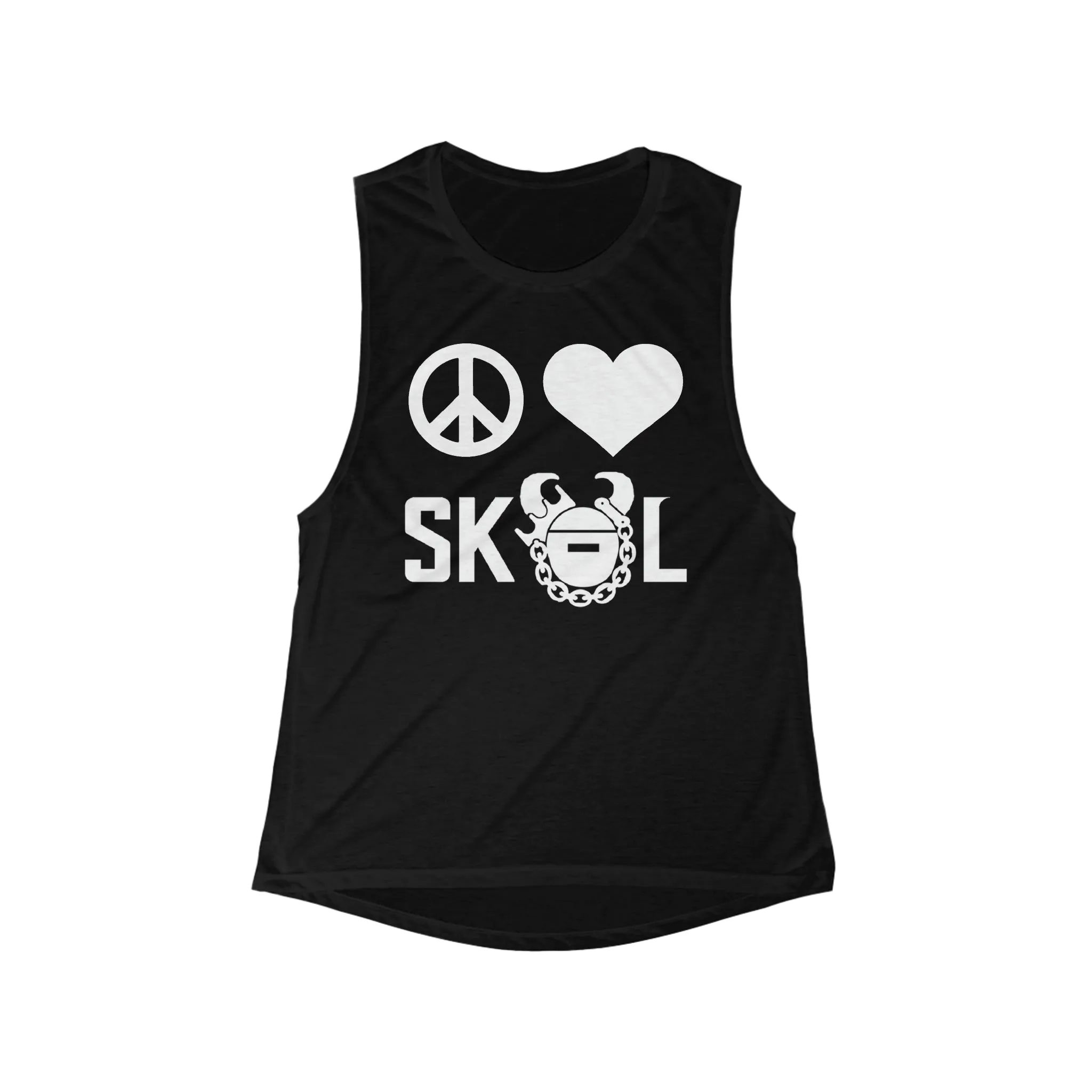 Women's Flowy Scoop Muscle Tank - Peace & Love