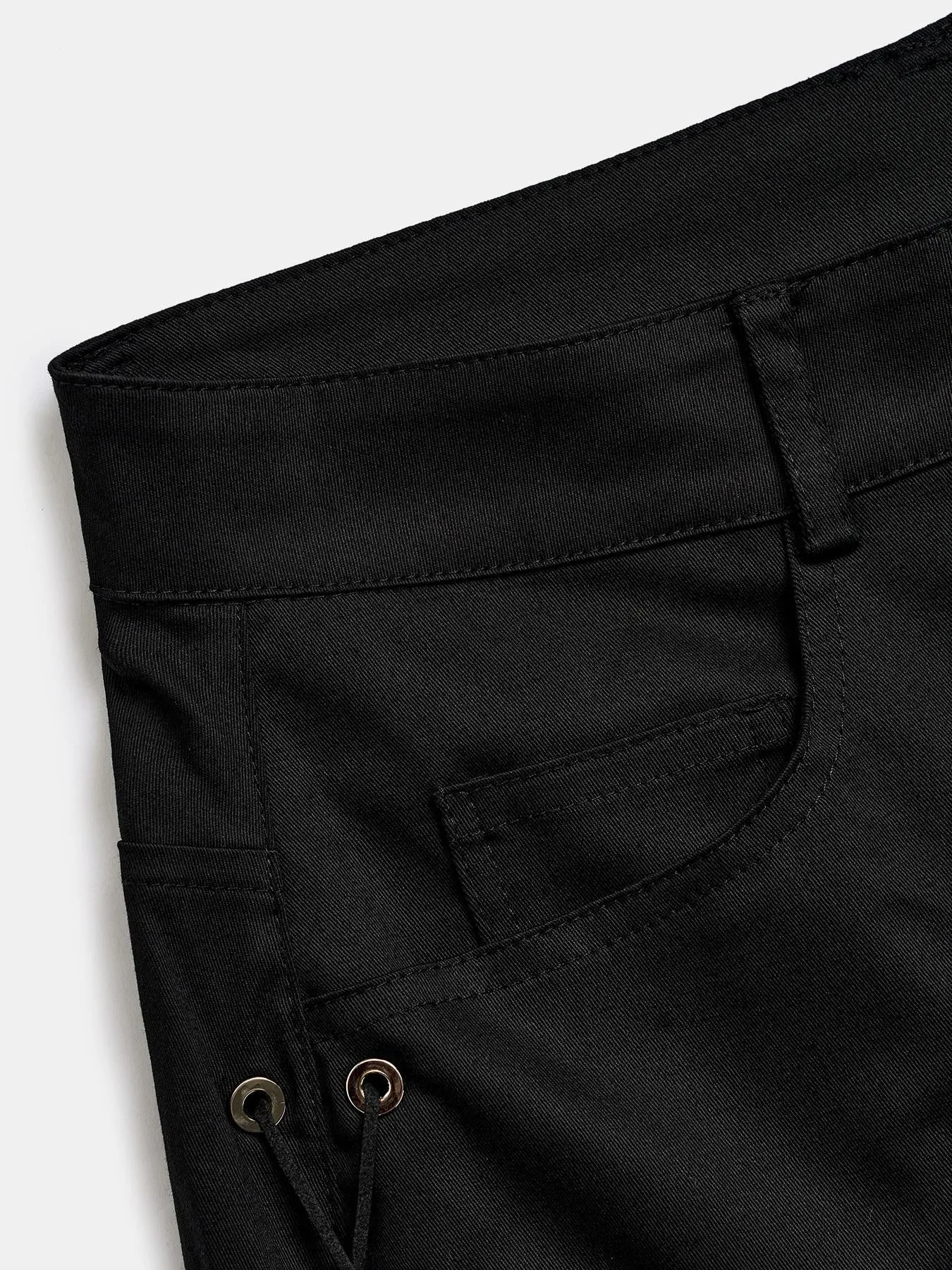 Women's Lace Up Button Front Skinny Shorts