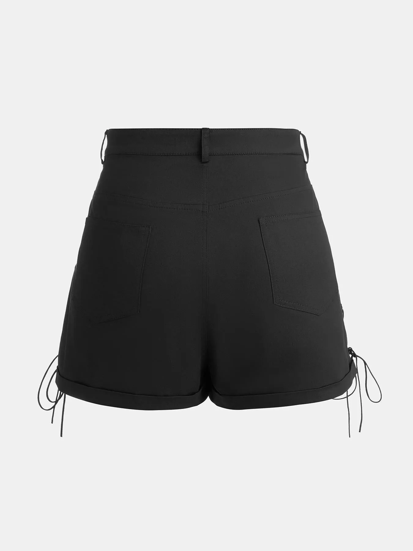 Women's Lace Up Button Front Skinny Shorts