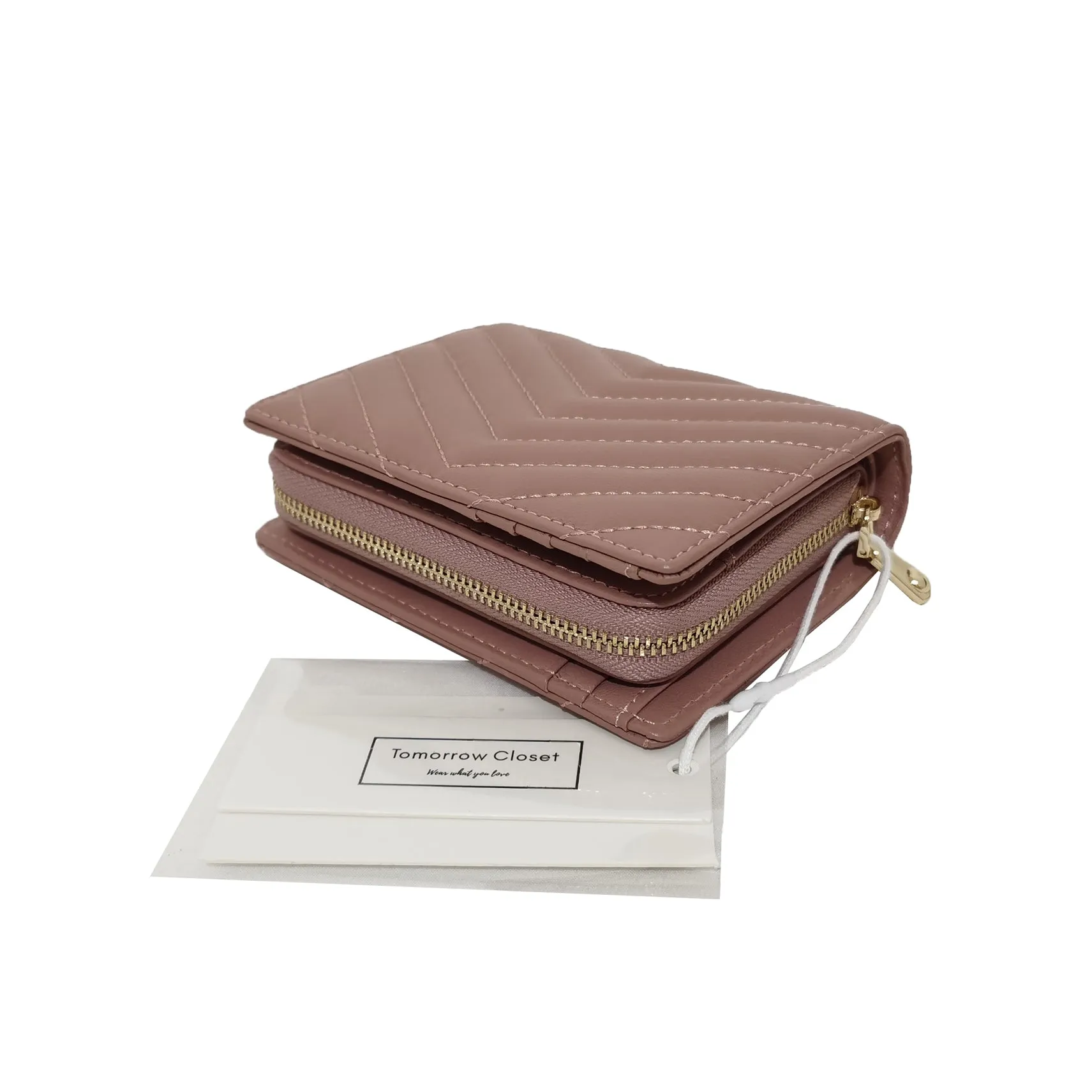 Women's lambskin leather short wallet/purse Chevron V2 design