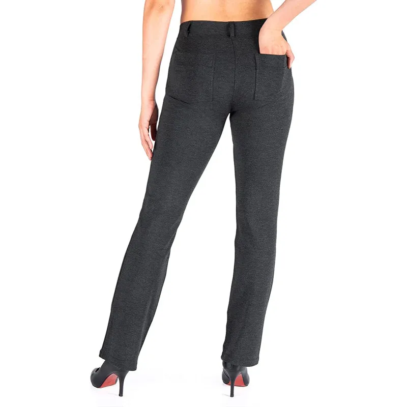 Women's Petite/Regular/Tall Straight Leg Yoga Dress Pants With Belt Loops