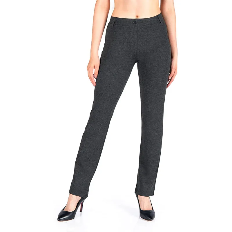 Women's Petite/Regular/Tall Straight Leg Yoga Dress Pants With Belt Loops