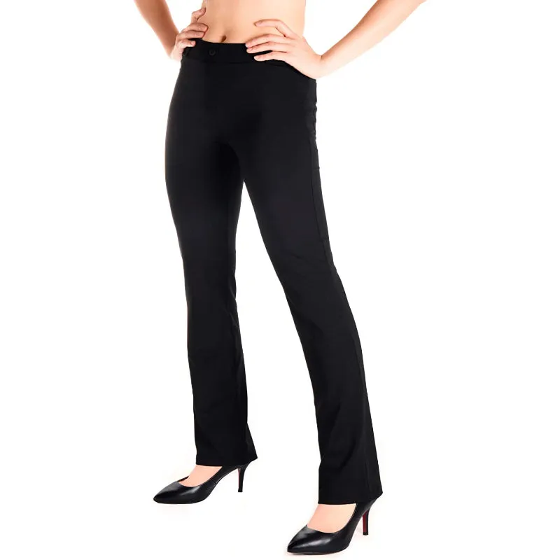 Women's Petite/Regular/Tall Straight Leg Yoga Dress Pants With Belt Loops