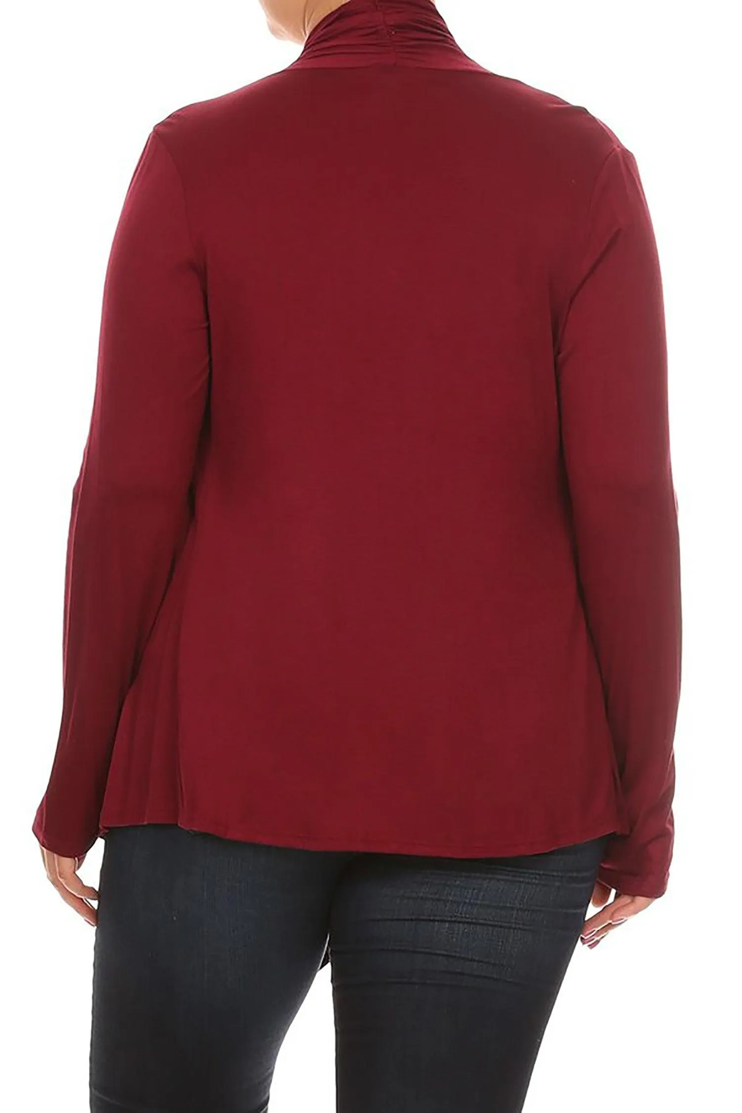 Women's Plus Size Casual Long Sleeve Draped Open Front Solid Cardigan
