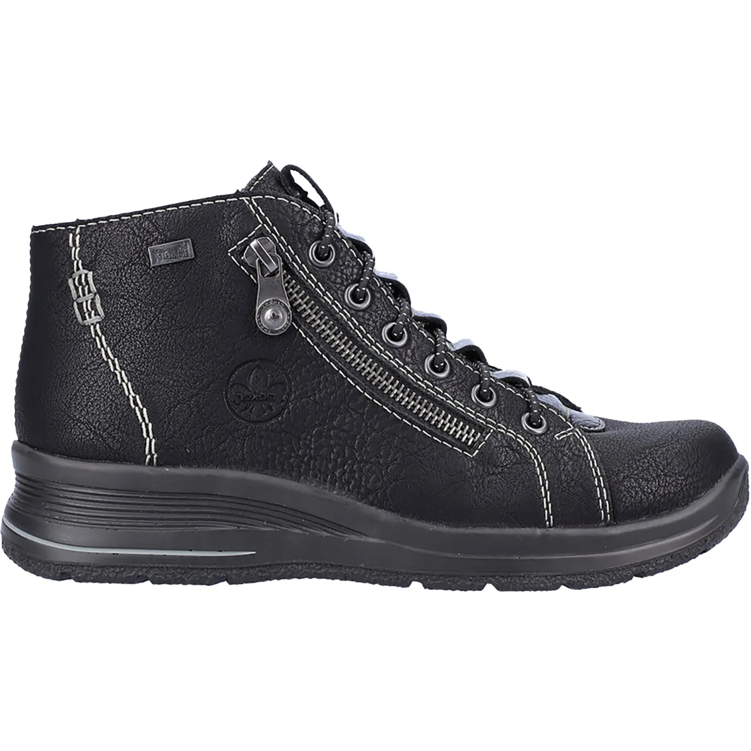 Women's Rieker L7751-00 Eike 51 Schwarz/Black Faux Leather