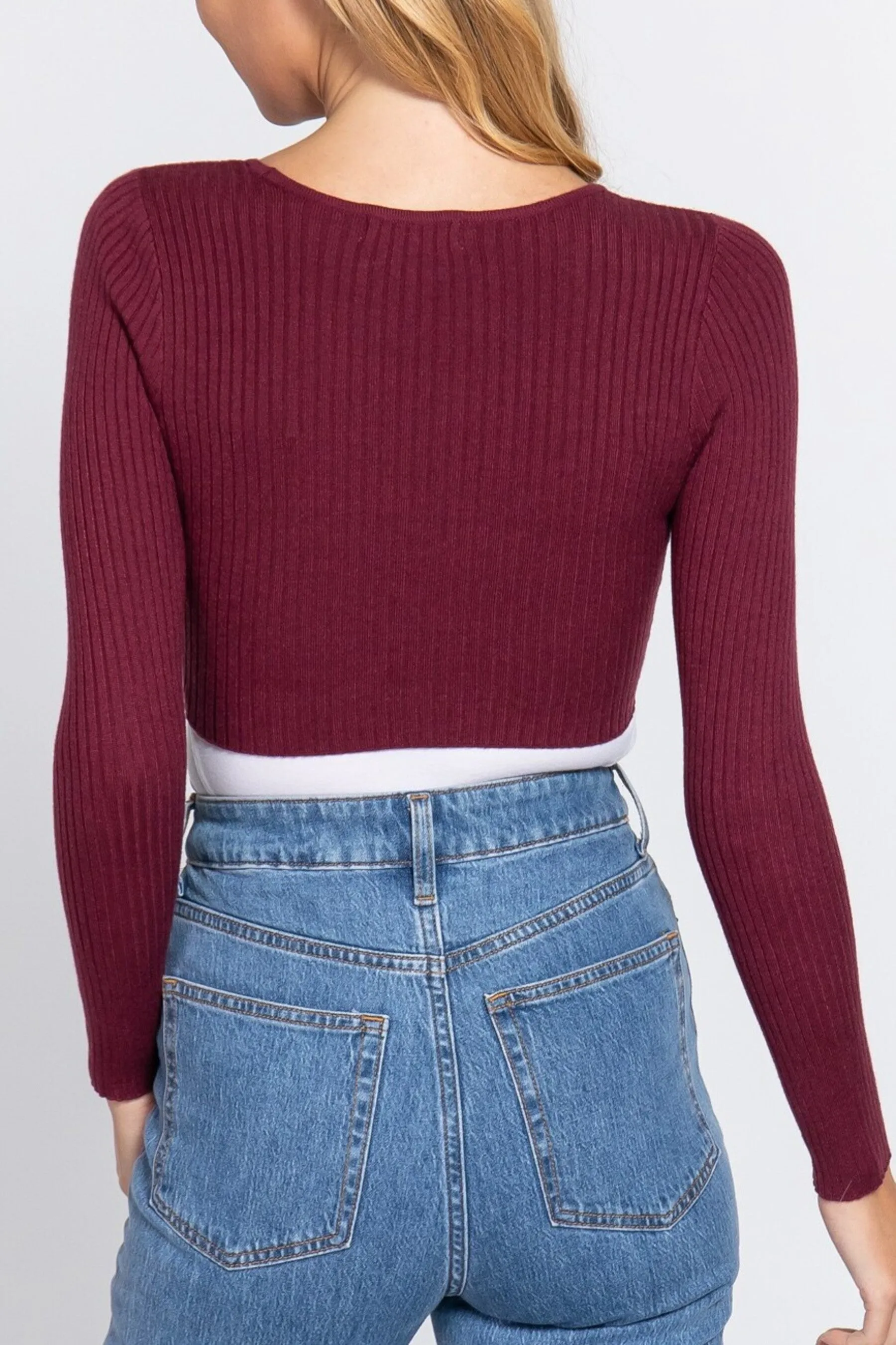 Women's Solid Long Sleeve Bolero Tie Sweater Cardigan