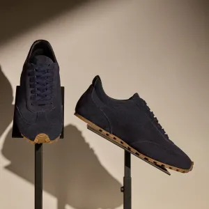 Women's Suede Low Running Sneaker - Navy