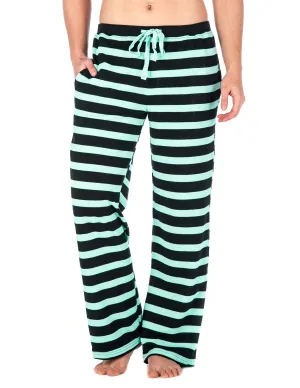 Women's Towel Brushed Sweatpants - Black-Aqua