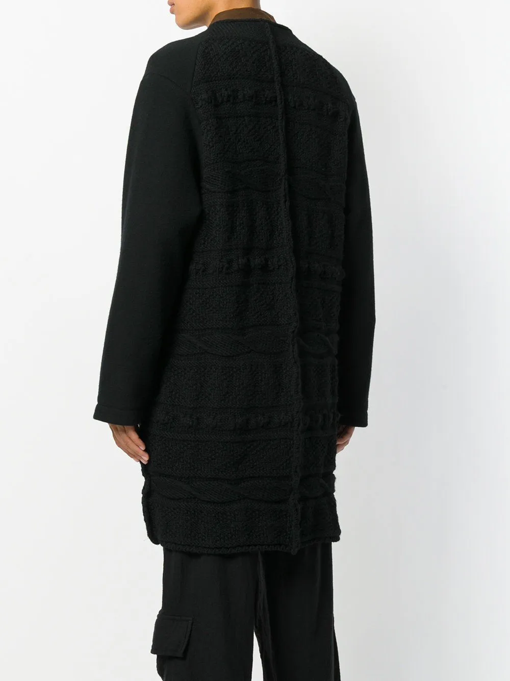 Wool Texture Pattern Knit Collarless Cardigan
