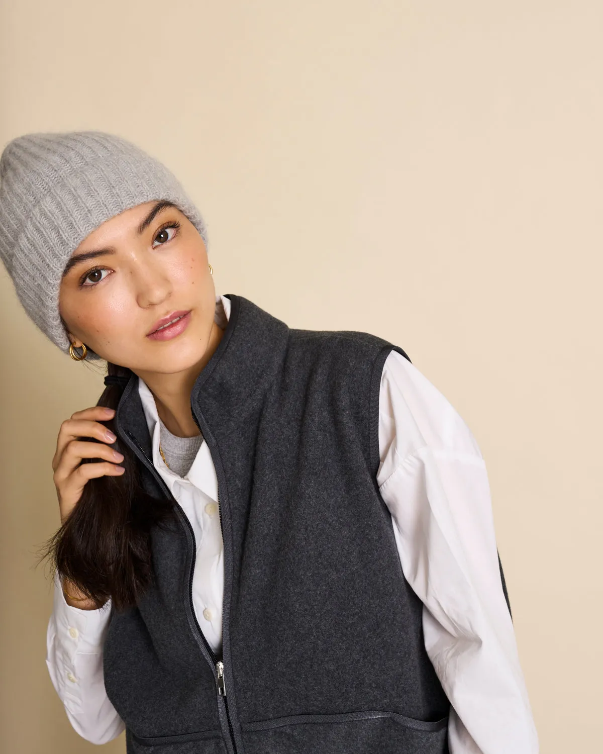 WOOLY KNIT BEANIE BJON LIGHT GREY