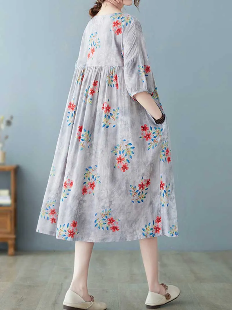 World Around Me Printed Floral Smock Dress