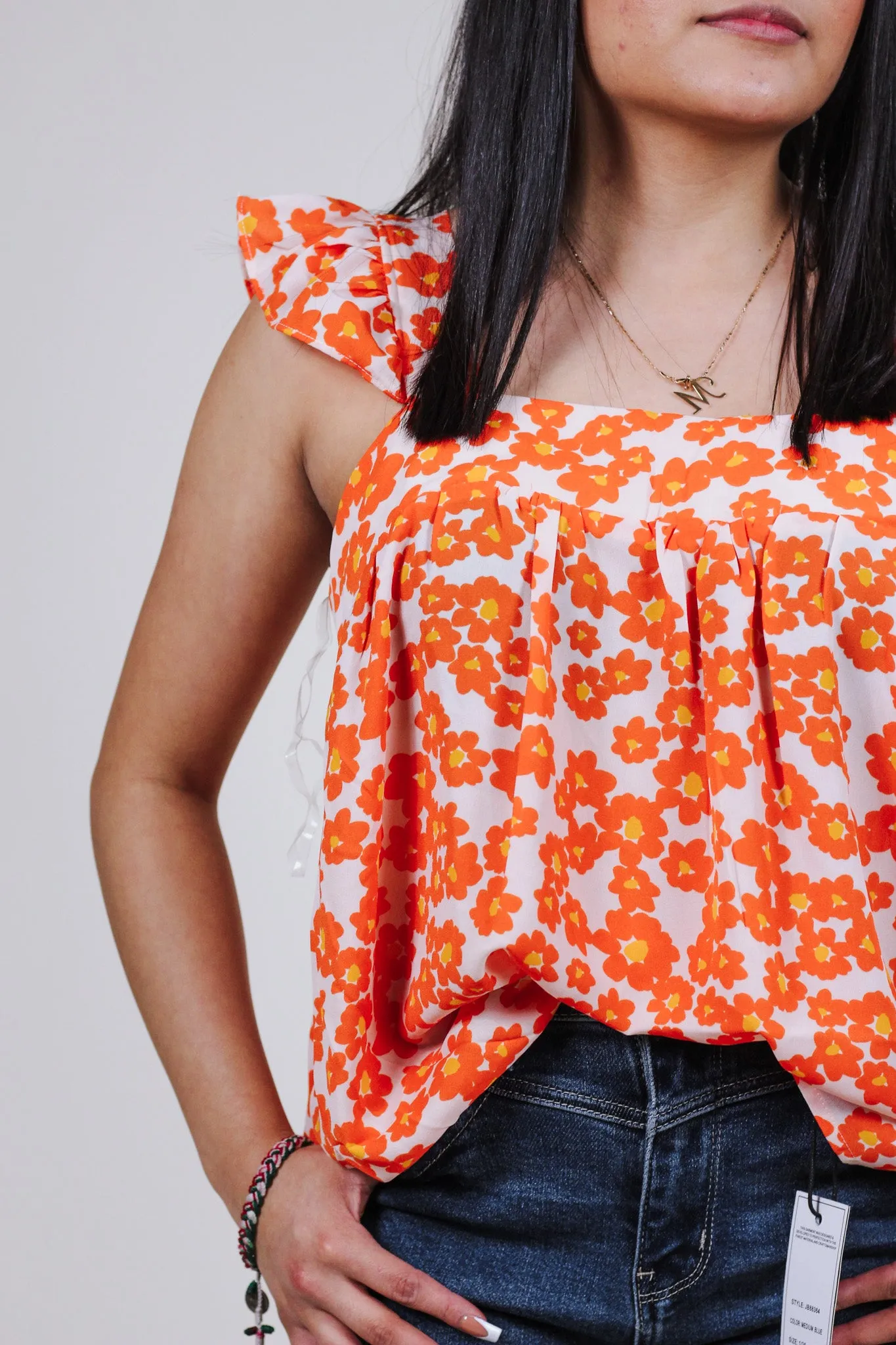 Worth The Risk Orange Floral Tank