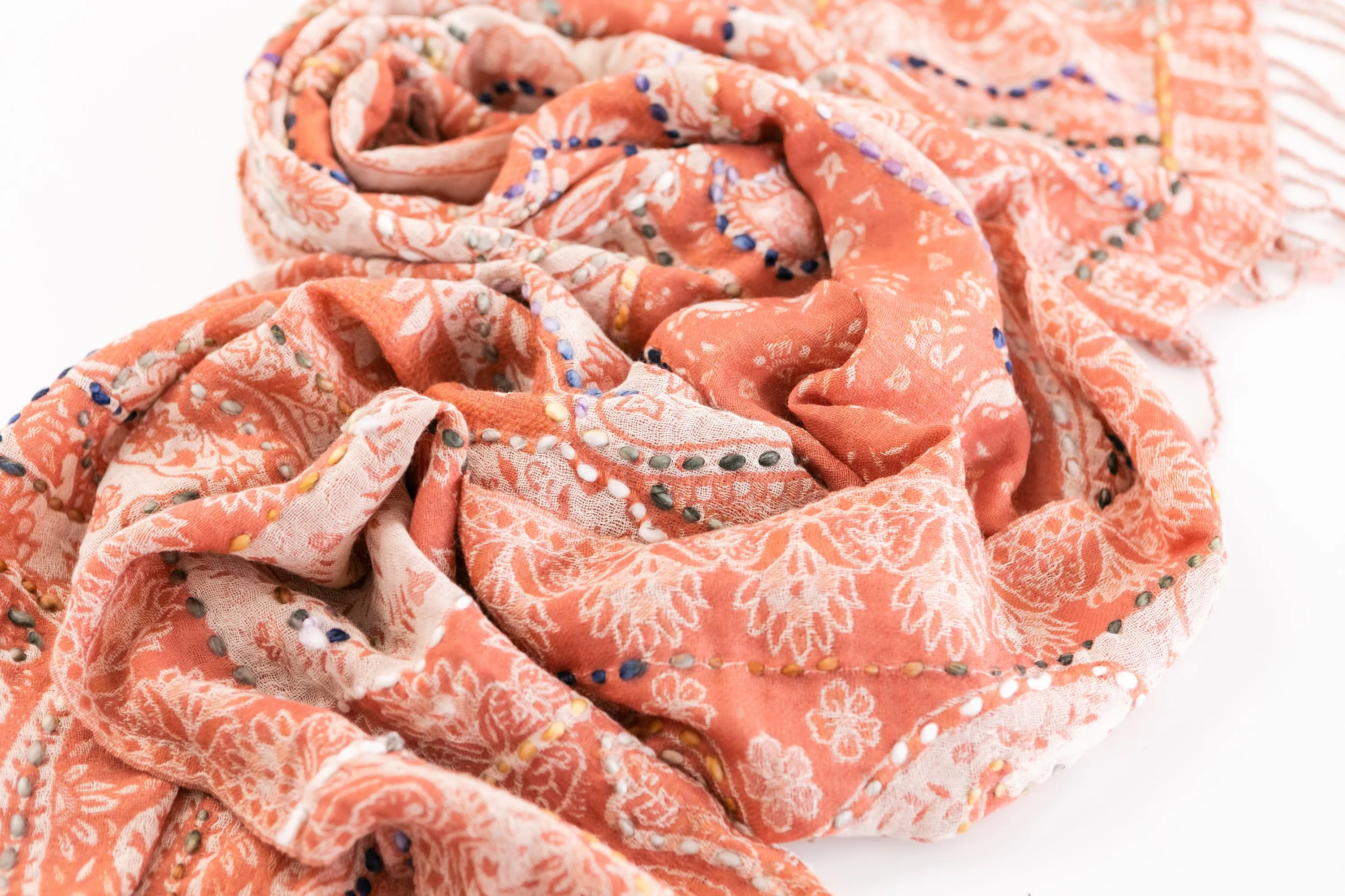 Woven Embroidered Wool Wrap