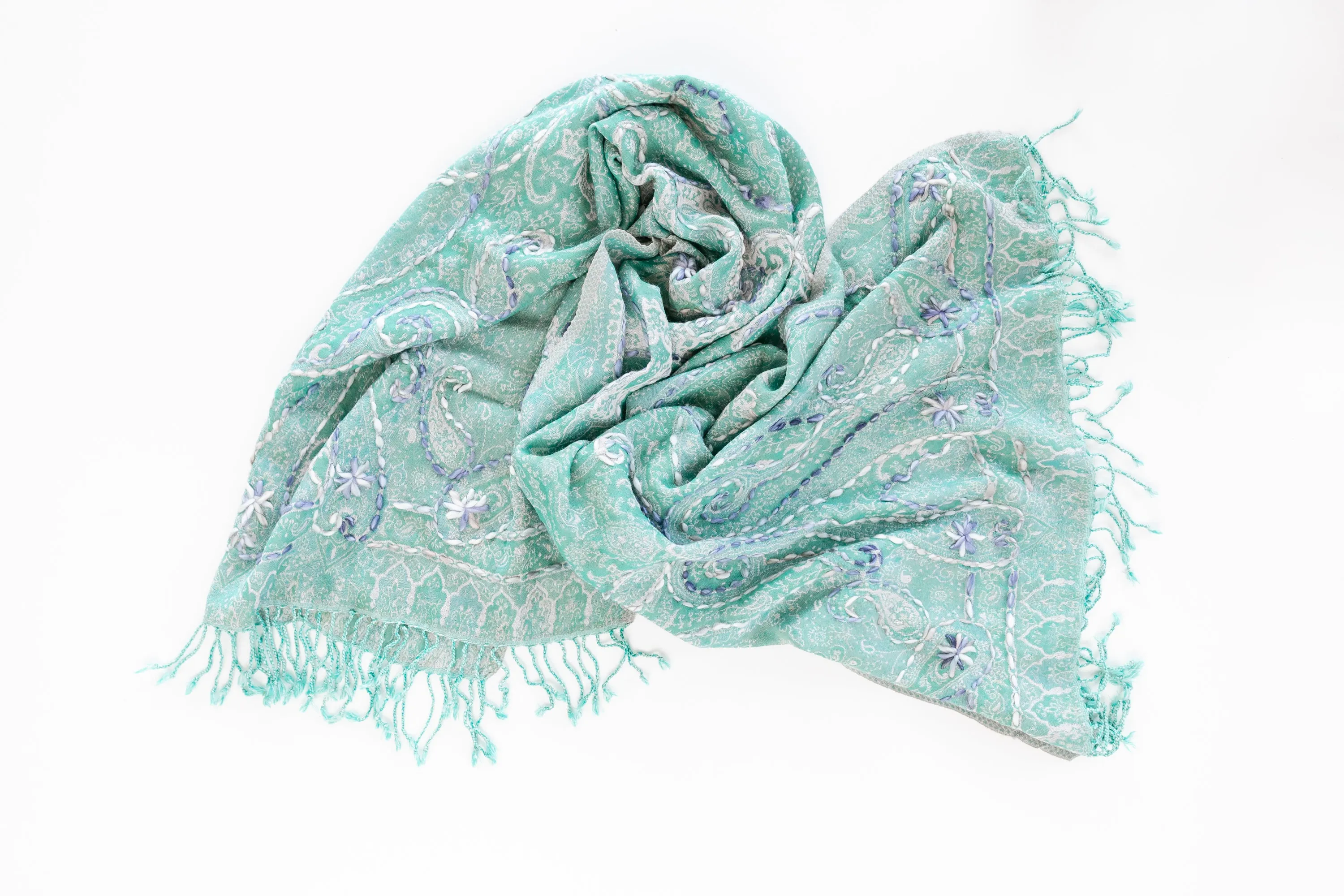 Woven Embroidered Wool Wrap