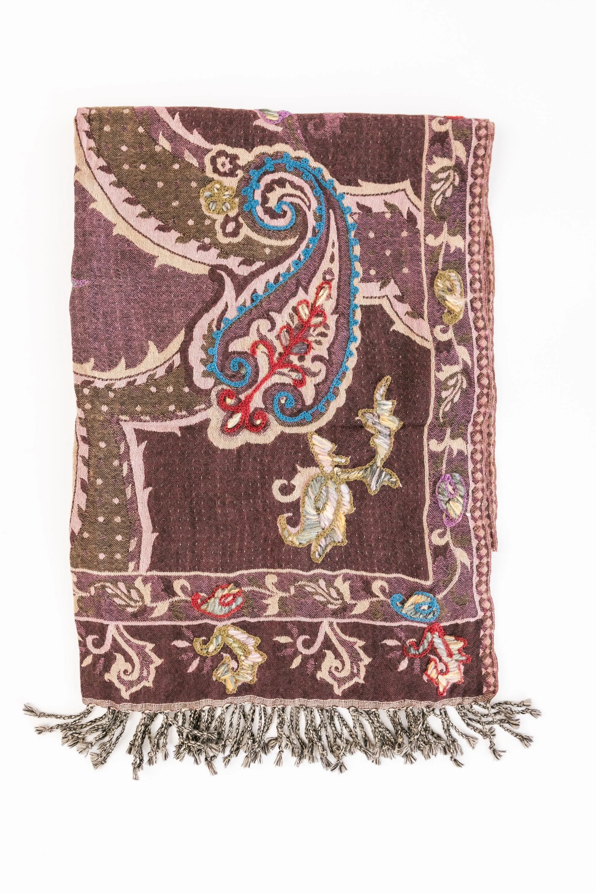 Woven Embroidered Wool Wrap