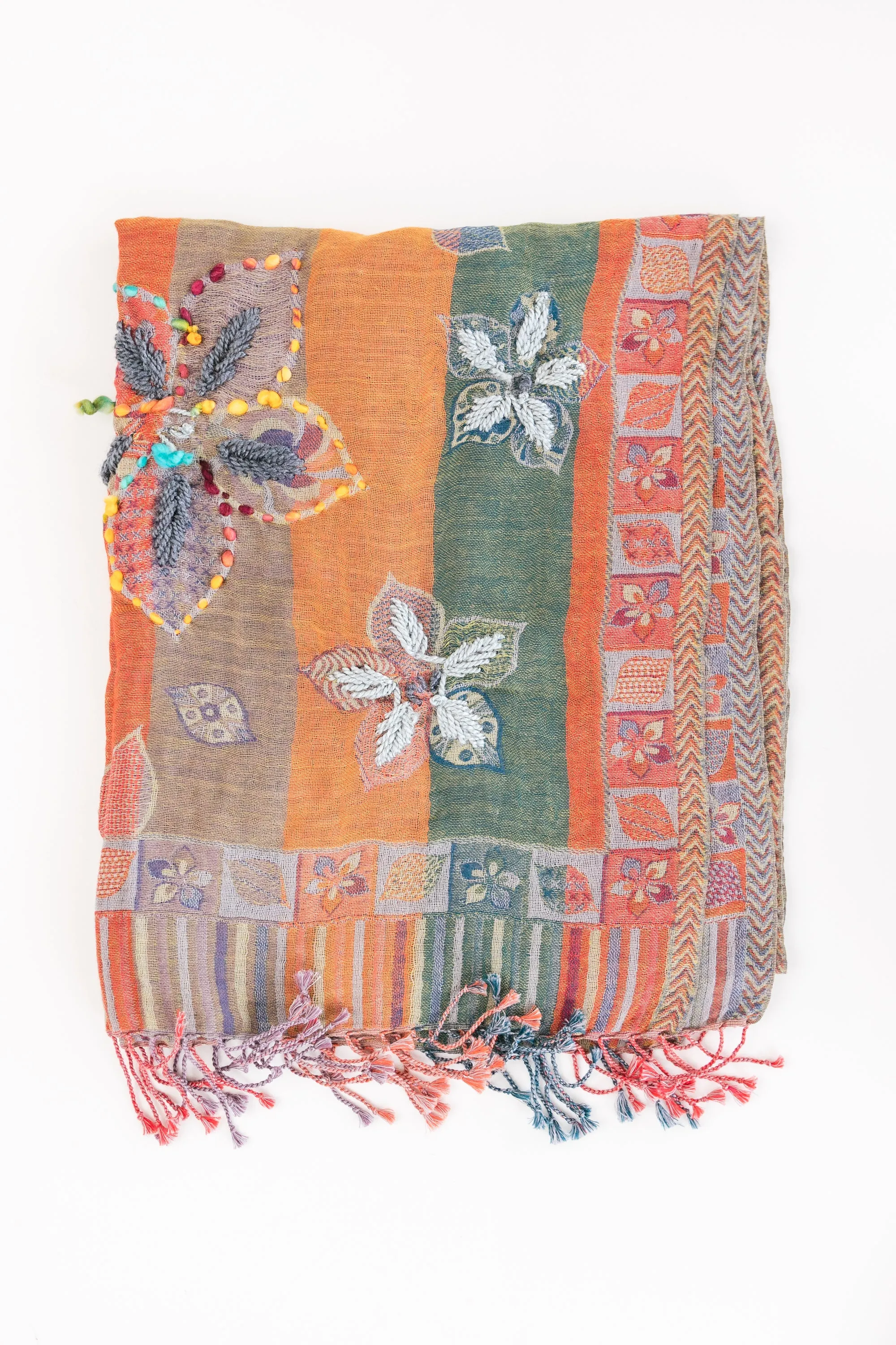Woven Embroidered Wool Wrap