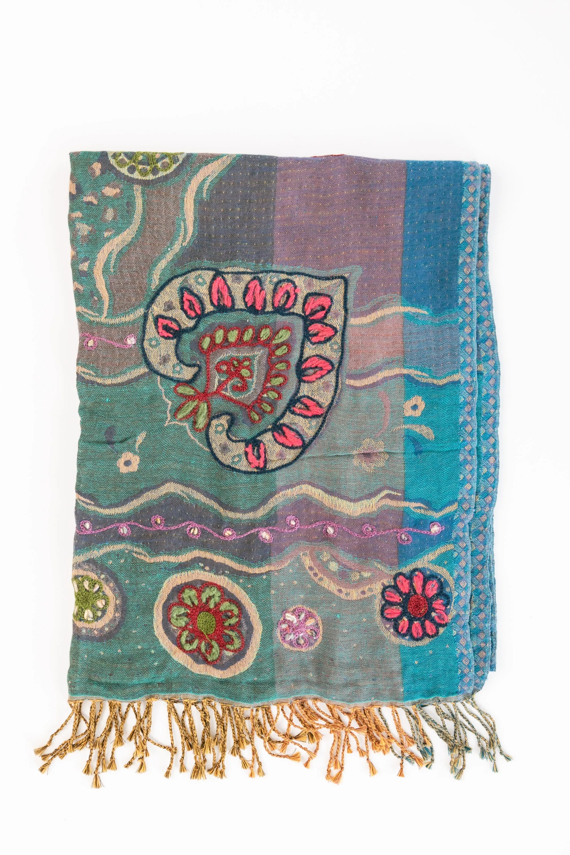 Woven Embroidered Wool Wrap