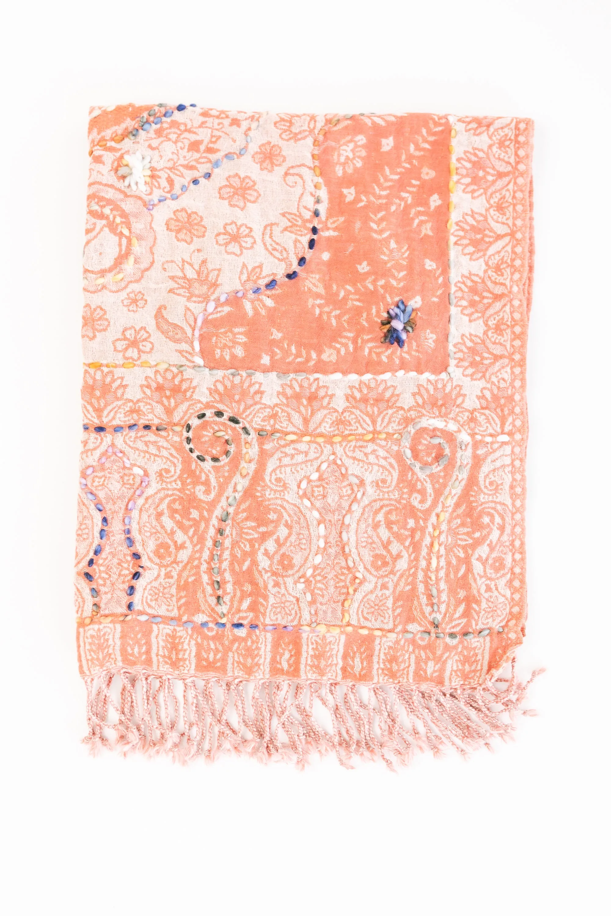 Woven Embroidered Wool Wrap