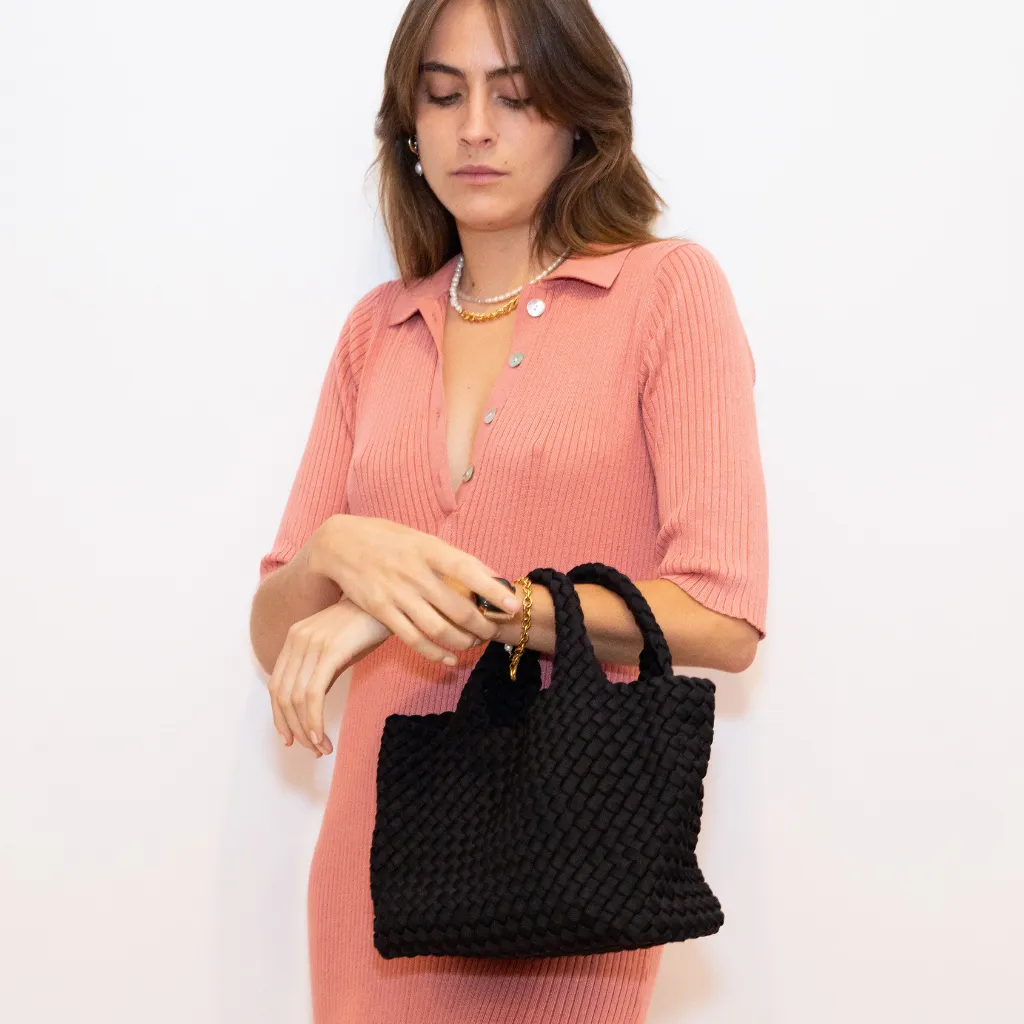 Woven Neoprene Mini Tote - Black