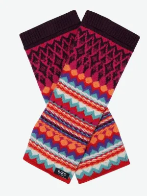 Wrist Warmers, Geometric Pattern - Pink