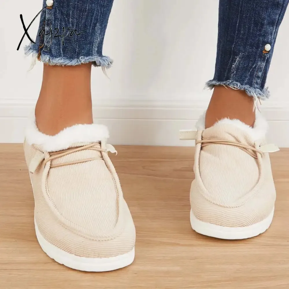 Xajzpa - Flat Slip-On Bootie Warm Lining Ankle Snow Boots