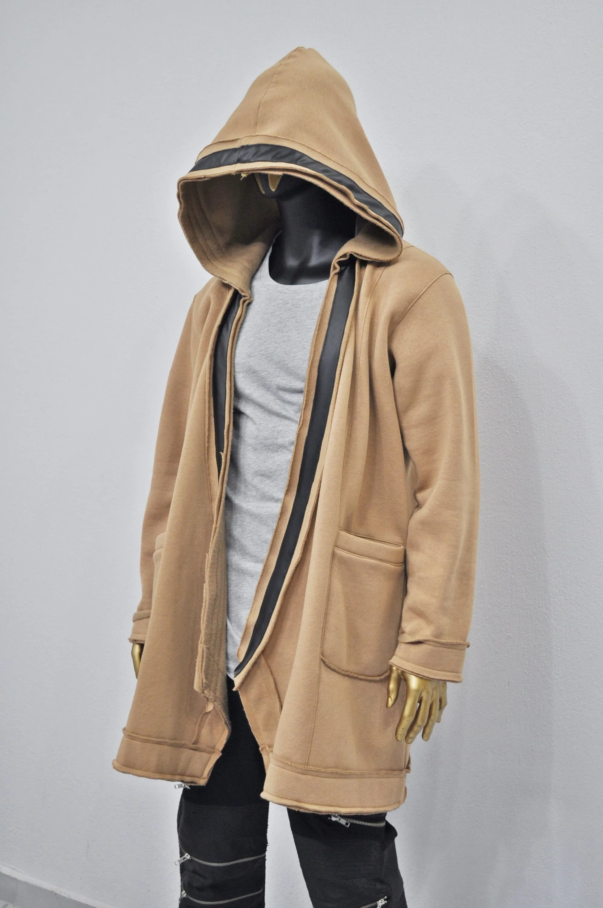 XS-8XL Oversized Hood, Soft Cozy Loose Cardigan,Overlong,Timeless Gothic Fashion,Streetwear Cloak Cape Coat,Leather Trim Kimono- BB0142