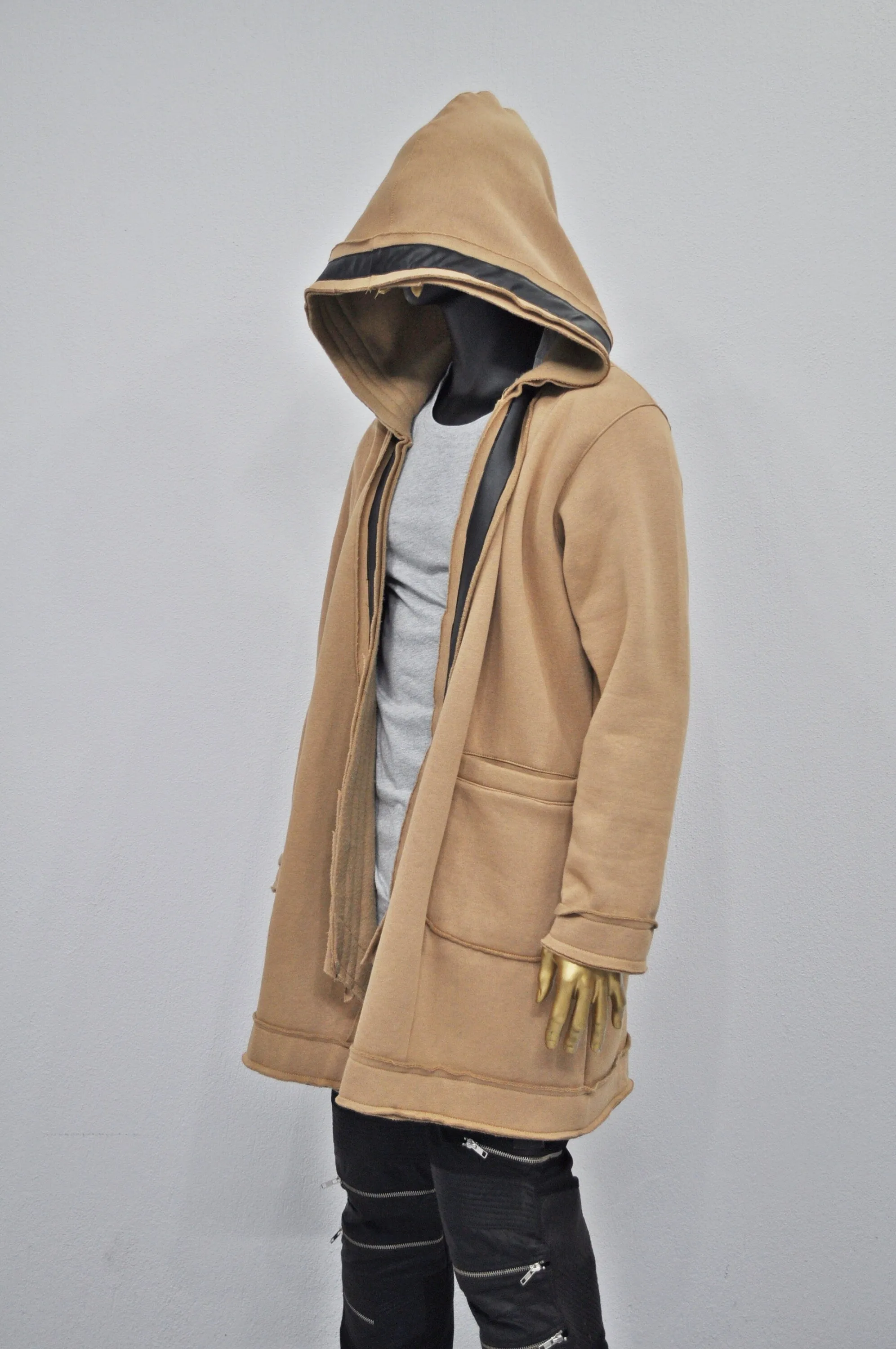 XS-8XL Oversized Hood, Soft Cozy Loose Cardigan,Overlong,Timeless Gothic Fashion,Streetwear Cloak Cape Coat,Leather Trim Kimono- BB0142