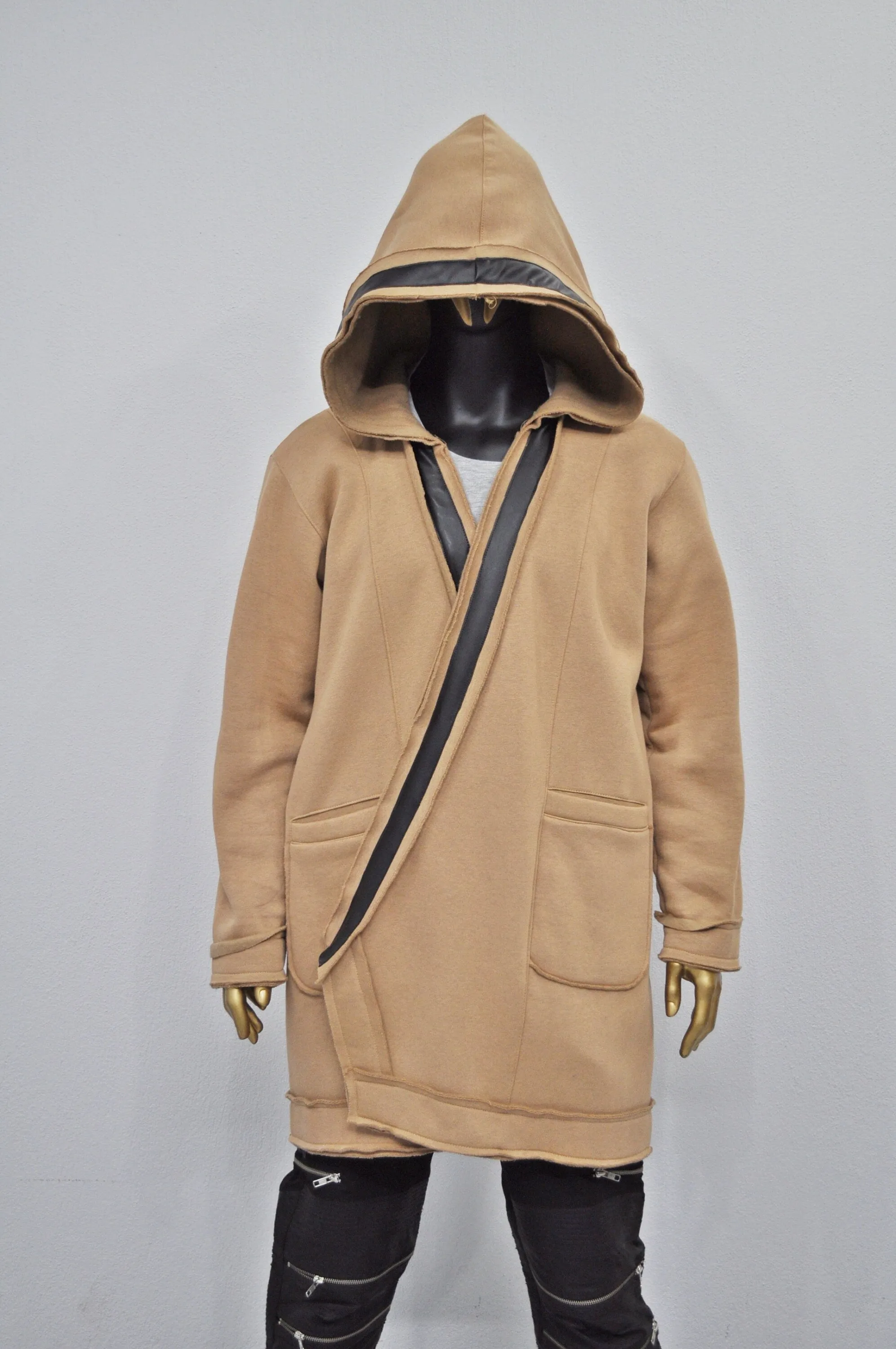 XS-8XL Oversized Hood, Soft Cozy Loose Cardigan,Overlong,Timeless Gothic Fashion,Streetwear Cloak Cape Coat,Leather Trim Kimono- BB0142