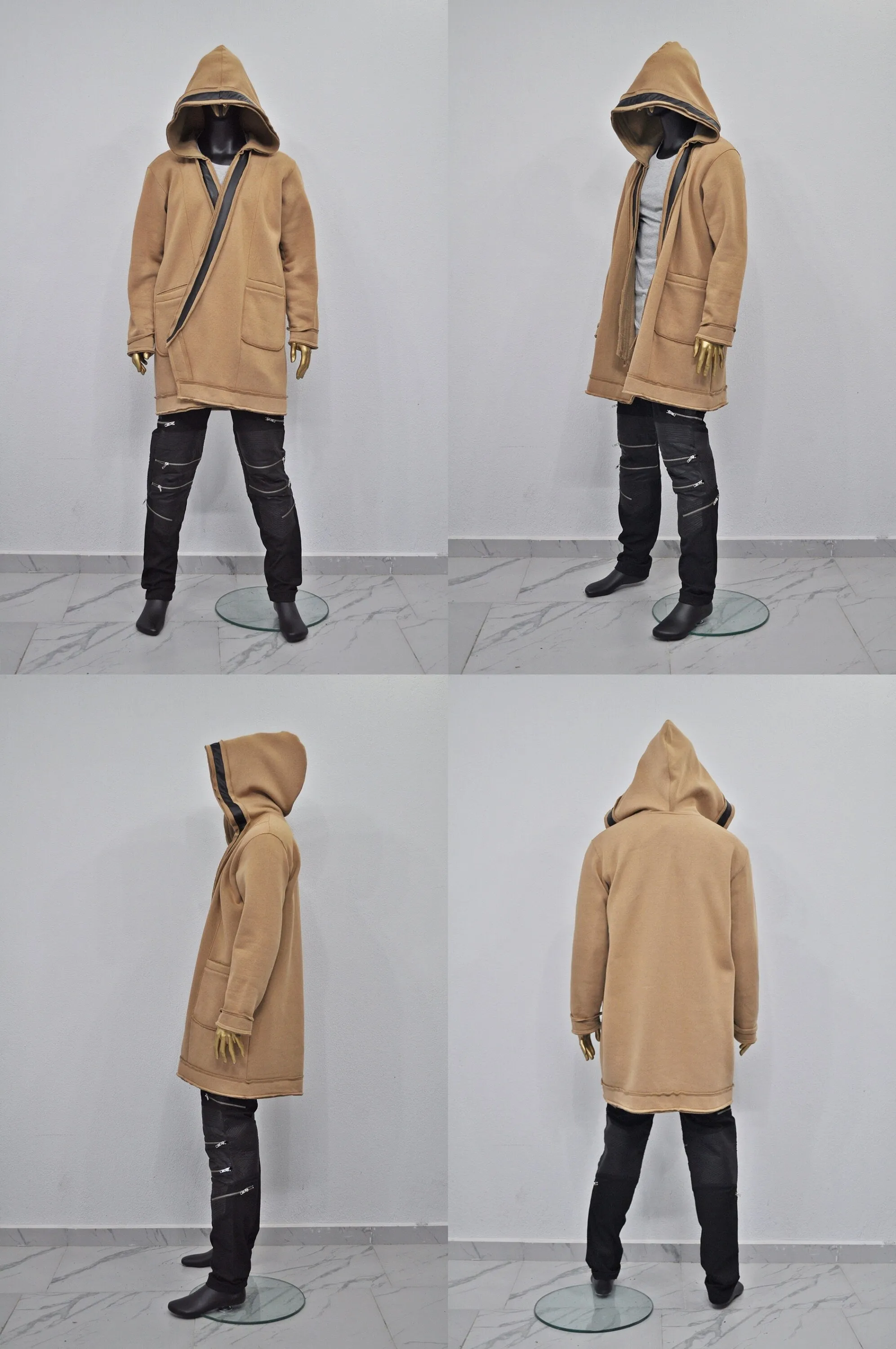 XS-8XL Oversized Hood, Soft Cozy Loose Cardigan,Overlong,Timeless Gothic Fashion,Streetwear Cloak Cape Coat,Leather Trim Kimono- BB0142