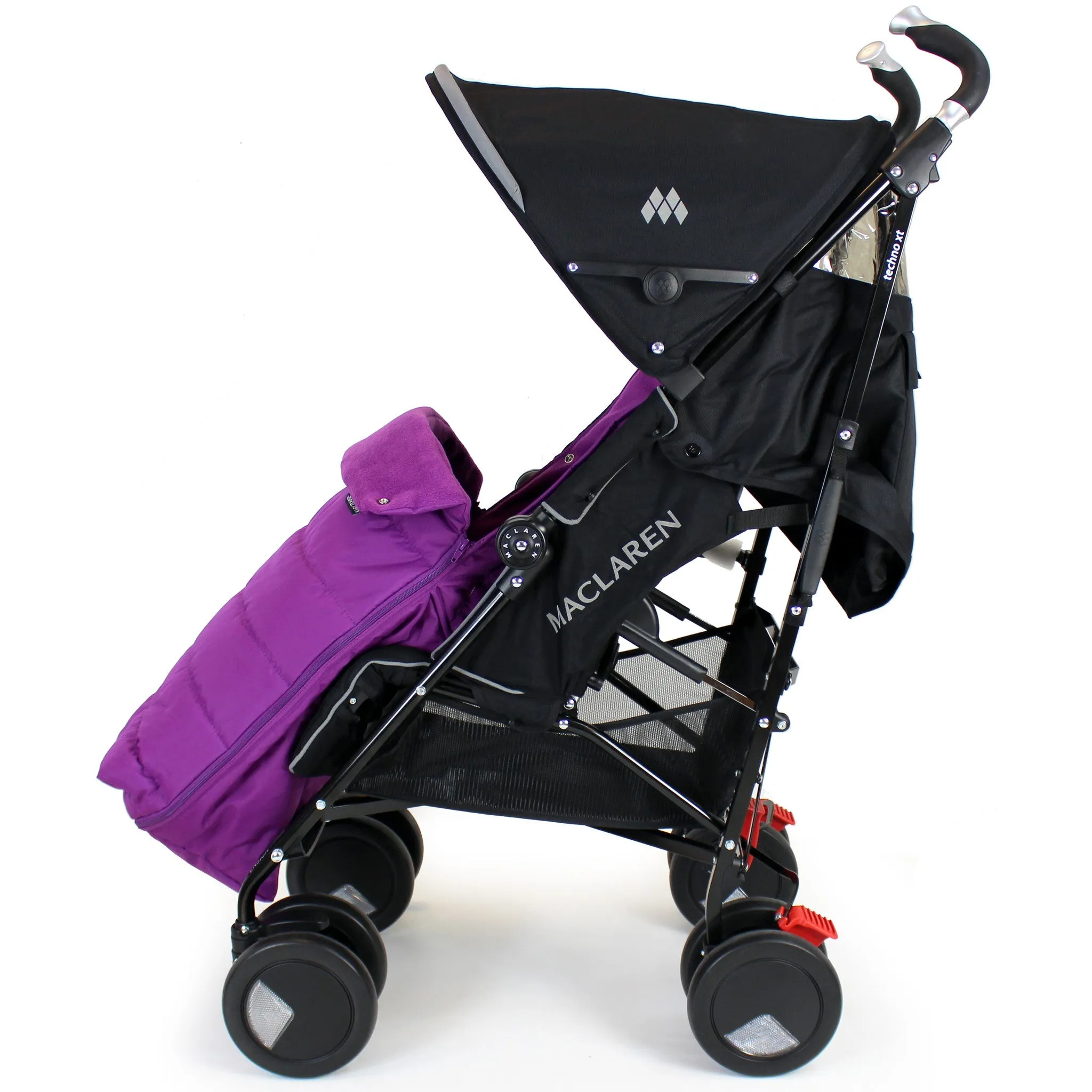 XXL Large Luxury Foot-muff And Liner For Maclaren Techno XT - Plum (Purple)