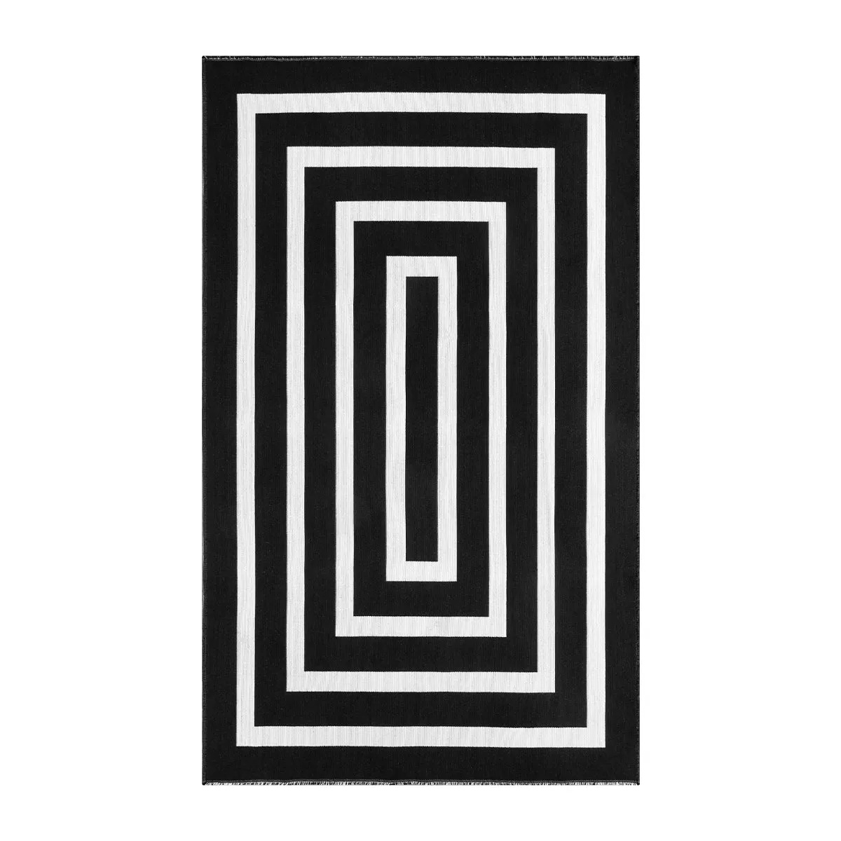 Yanis Modern Geometric Cotton Indoor Outdoor Black Area Rug