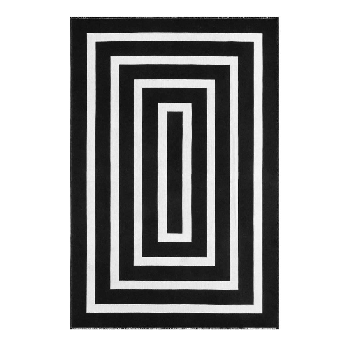 Yanis Modern Geometric Cotton Indoor Outdoor Black Area Rug