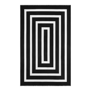 Yanis Modern Geometric Cotton Indoor Outdoor Black Area Rug