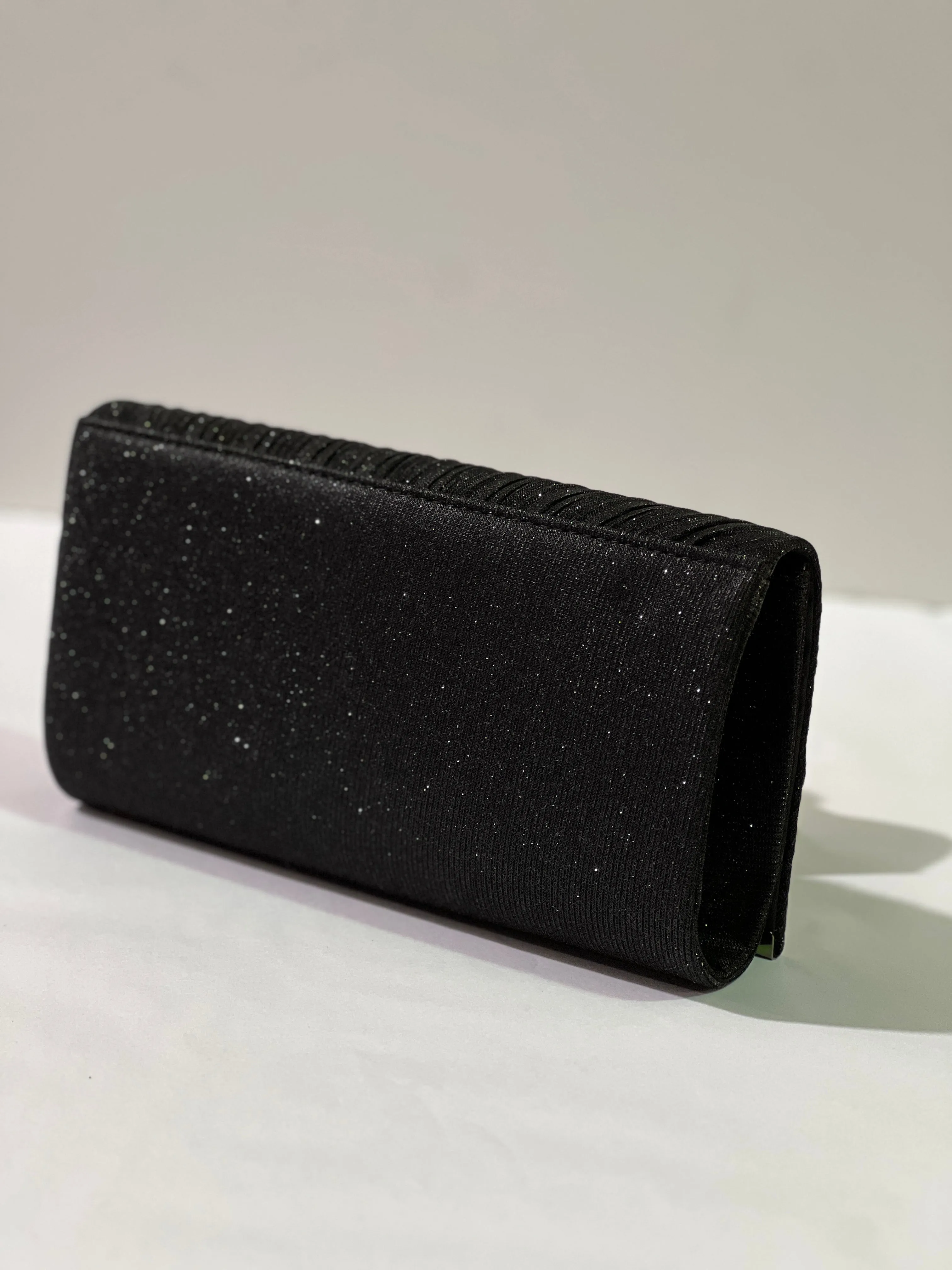 Yara Pleated Glitter Clutch