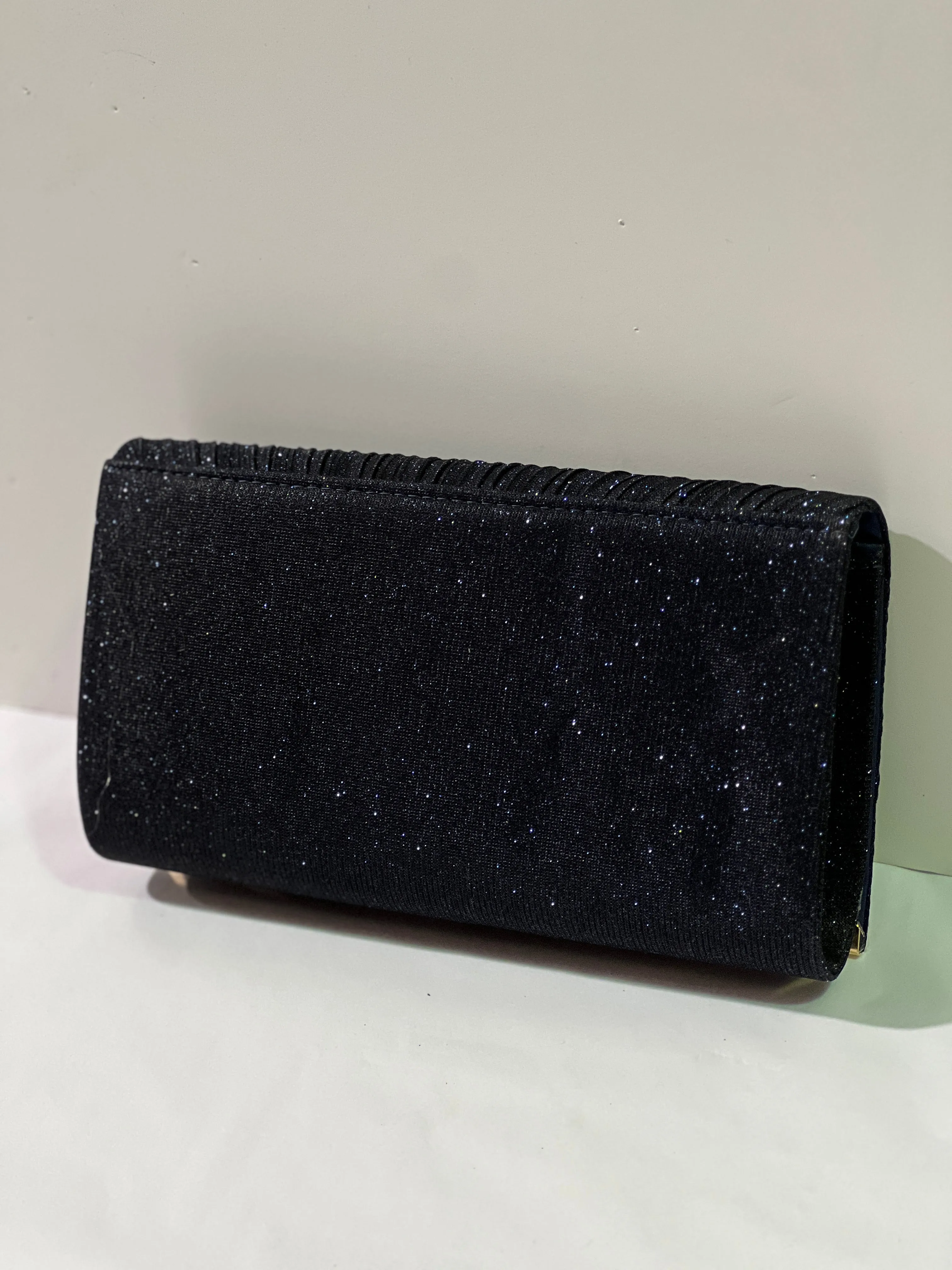 Yara Pleated Glitter Clutch