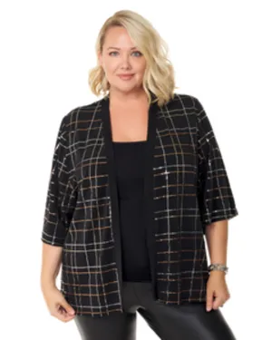 Yelena Sequined Kimono-Style Cardigan | Black