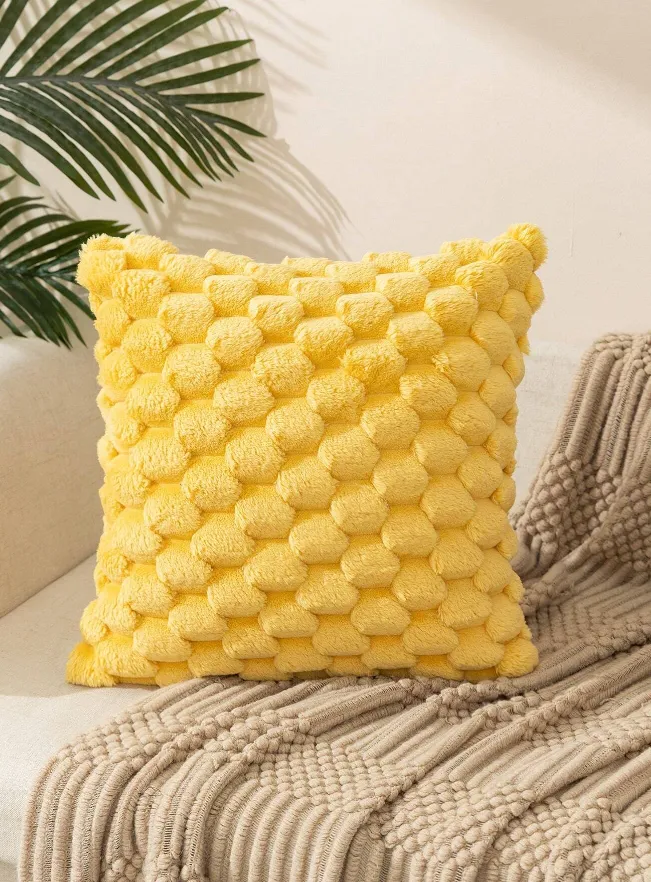 Yellow Bubble Pillow Cushion Cover