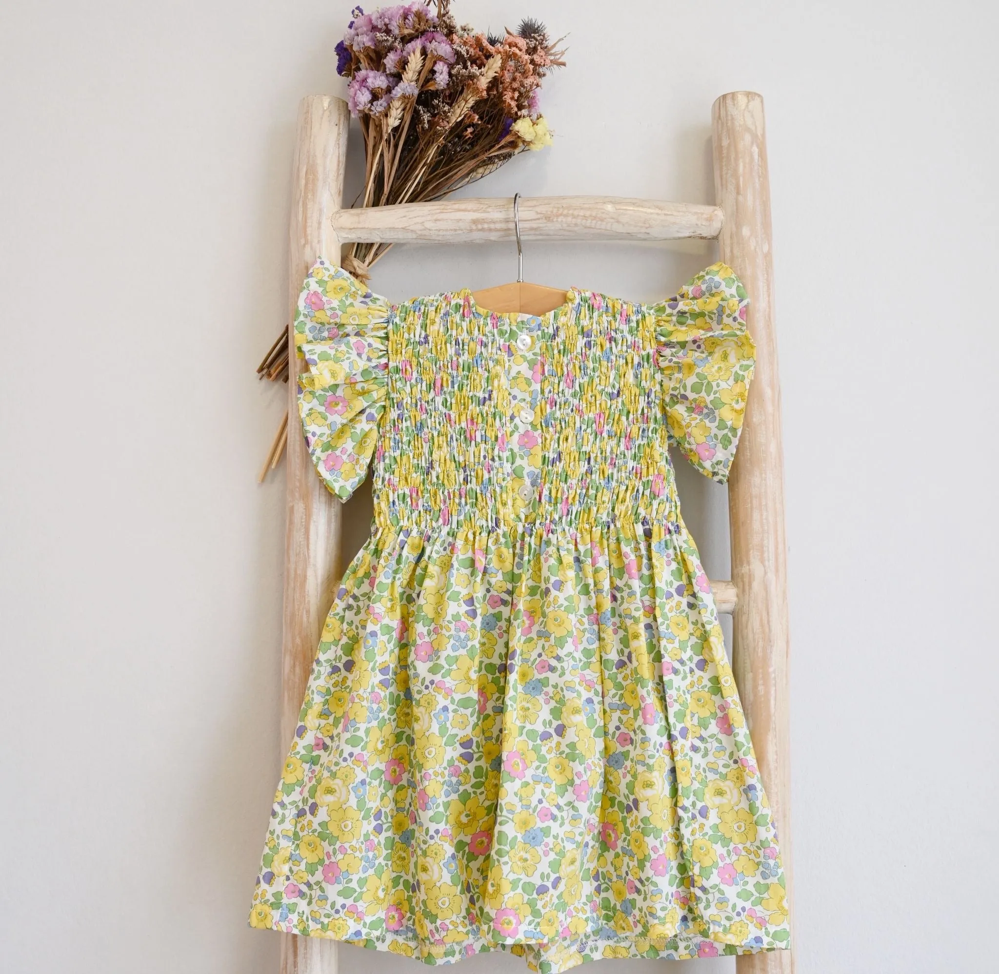 Yellow Floral Liberty Smocked Dress